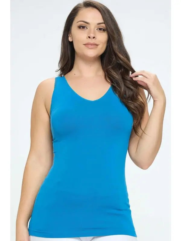 Reversible Basic Seamless Tank - Azure Blue by Yelete