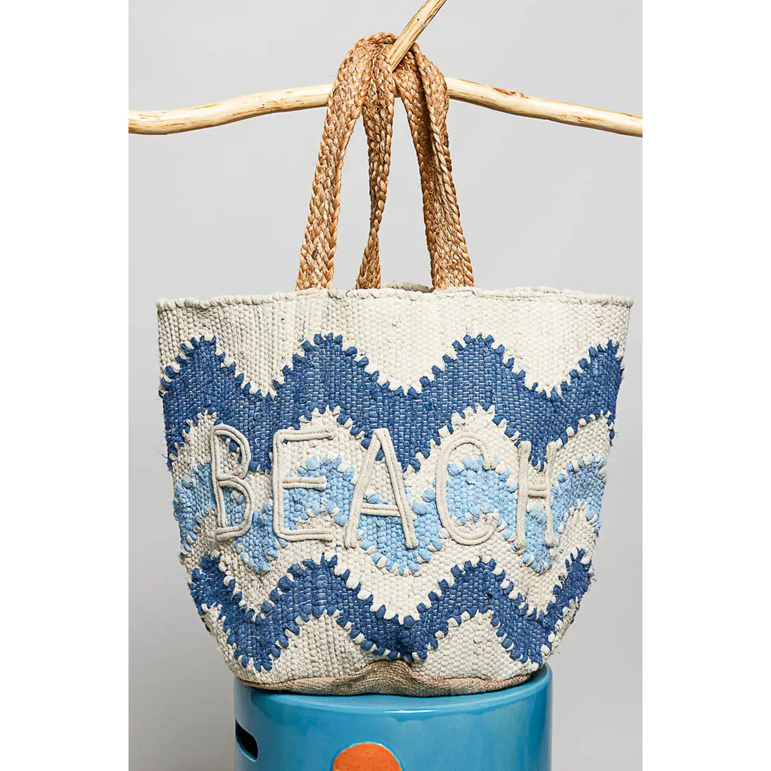 'Beach' Braided Tote - Blue by POL