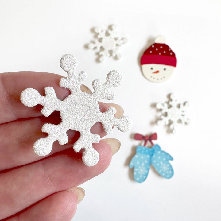 White Glitter Snowflake Magnet by Roeda