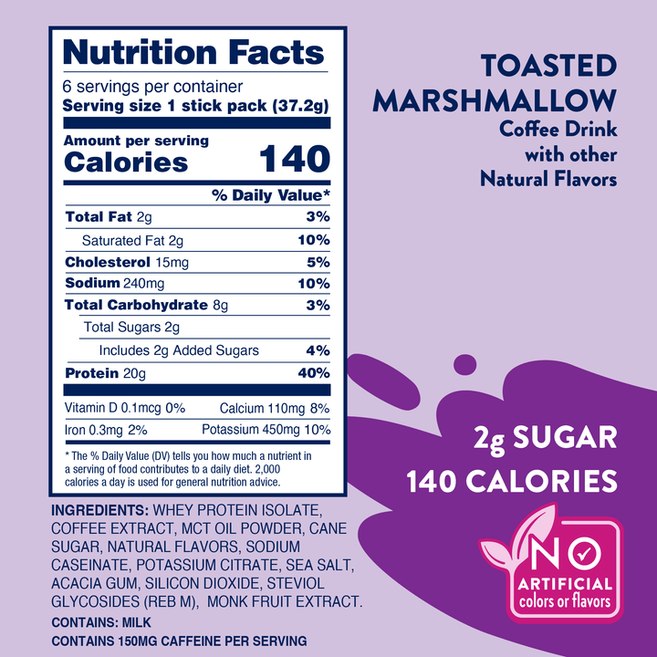 Proffee Stix Protein-Coffee Drink Mix 6 ct - Toasted Marshmallow