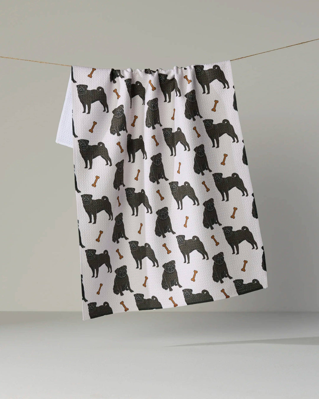 Pug Club Tea Towel - Black by Geometry