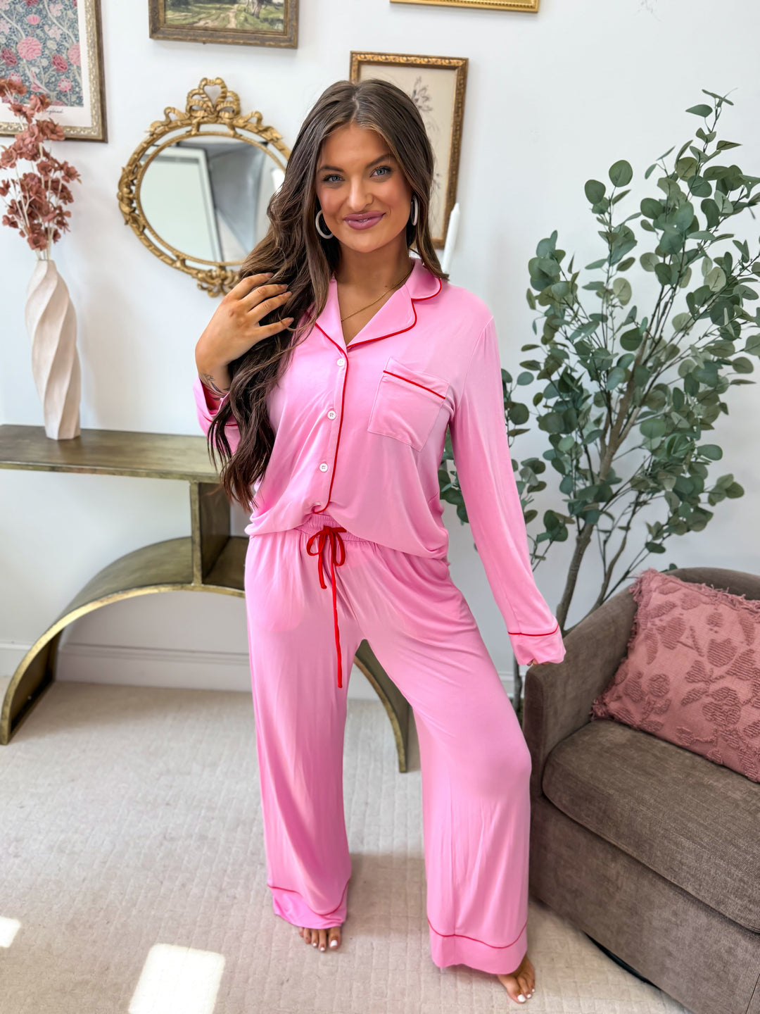 JULY PREORDER: LUXE Whisper Dream PJ Set in Pink Rose by BIRDIE (Ships in 3-4 Weeks)