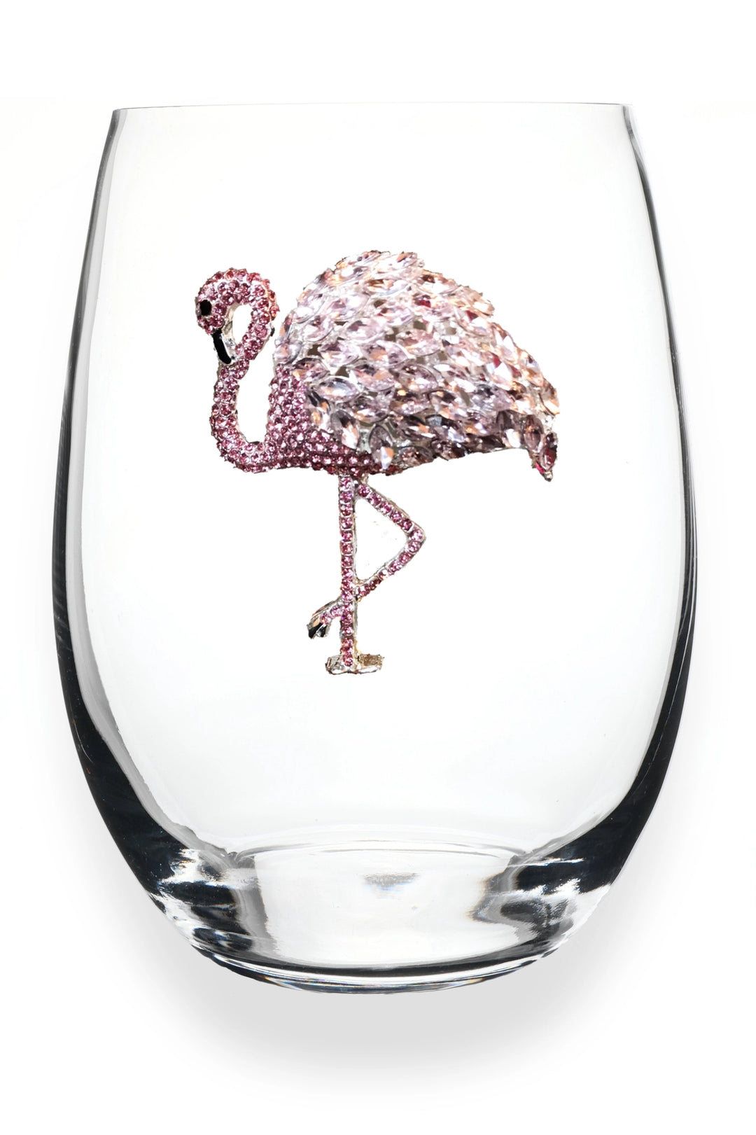 Jeweled Flamingo Stemless Wine Glass