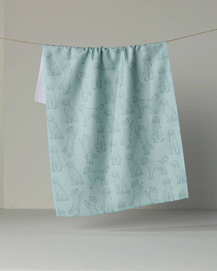 Doodle Pups Tea Towel - Rain by Geometry