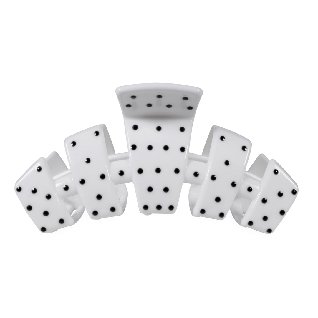 Large Teleties Claw Clip - White Polka Dot Party (Ships Next Week)