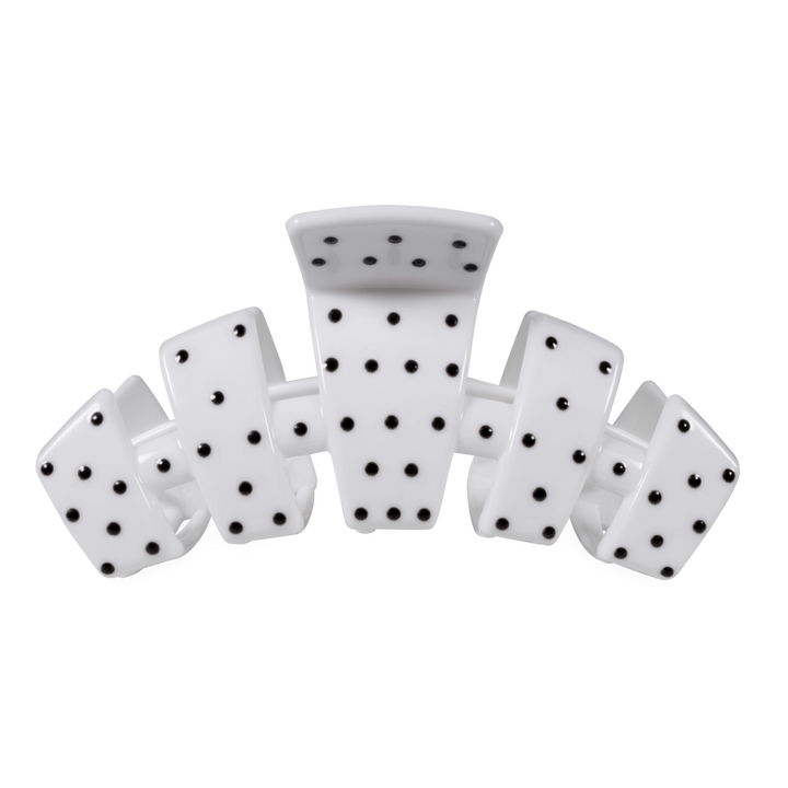 Large Teleties Claw Clip - White Polka Dot Party (Ships Next Week)