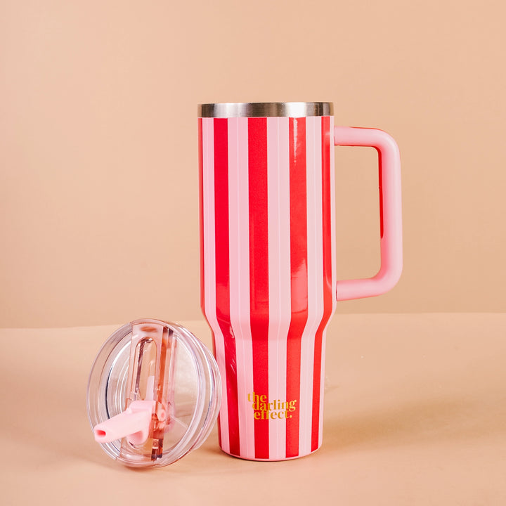 Peppermint Stripes 40 oz Lifestyle Flip Straw Tumbler by the Darling Effect