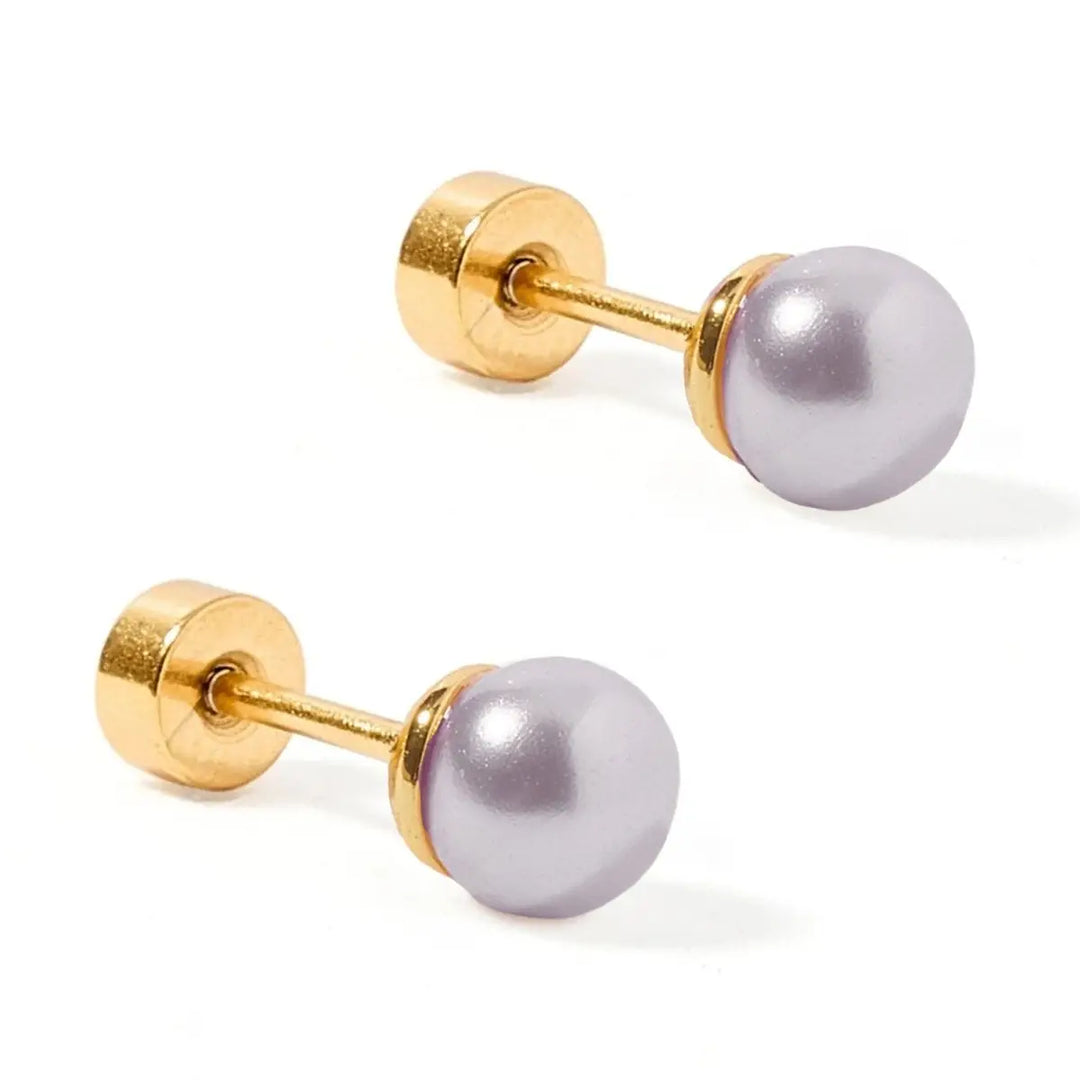 Screwback Stud Earrings - Payton Pearl Gray 5mm By Linny Co