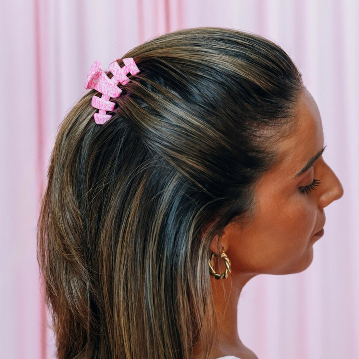 Small Teleties Claw Clip - Breast Cancer Awareness (Ships Next Week)