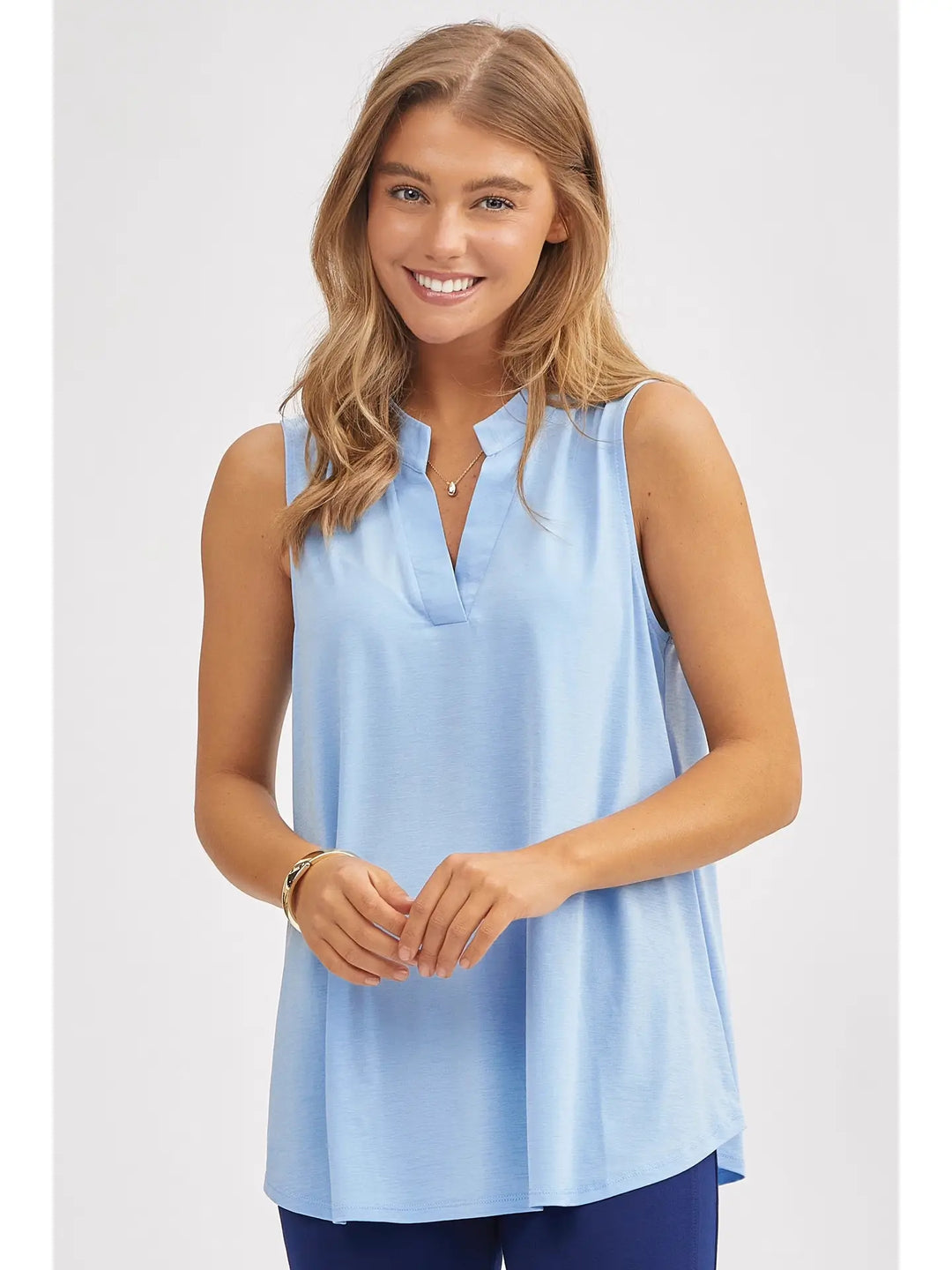 Lizzy Solid A-Line Tank - Blue