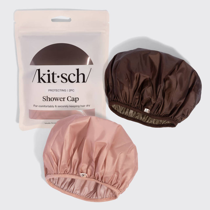 Kitsch Shower Cap Set - Terracotta & Brown
