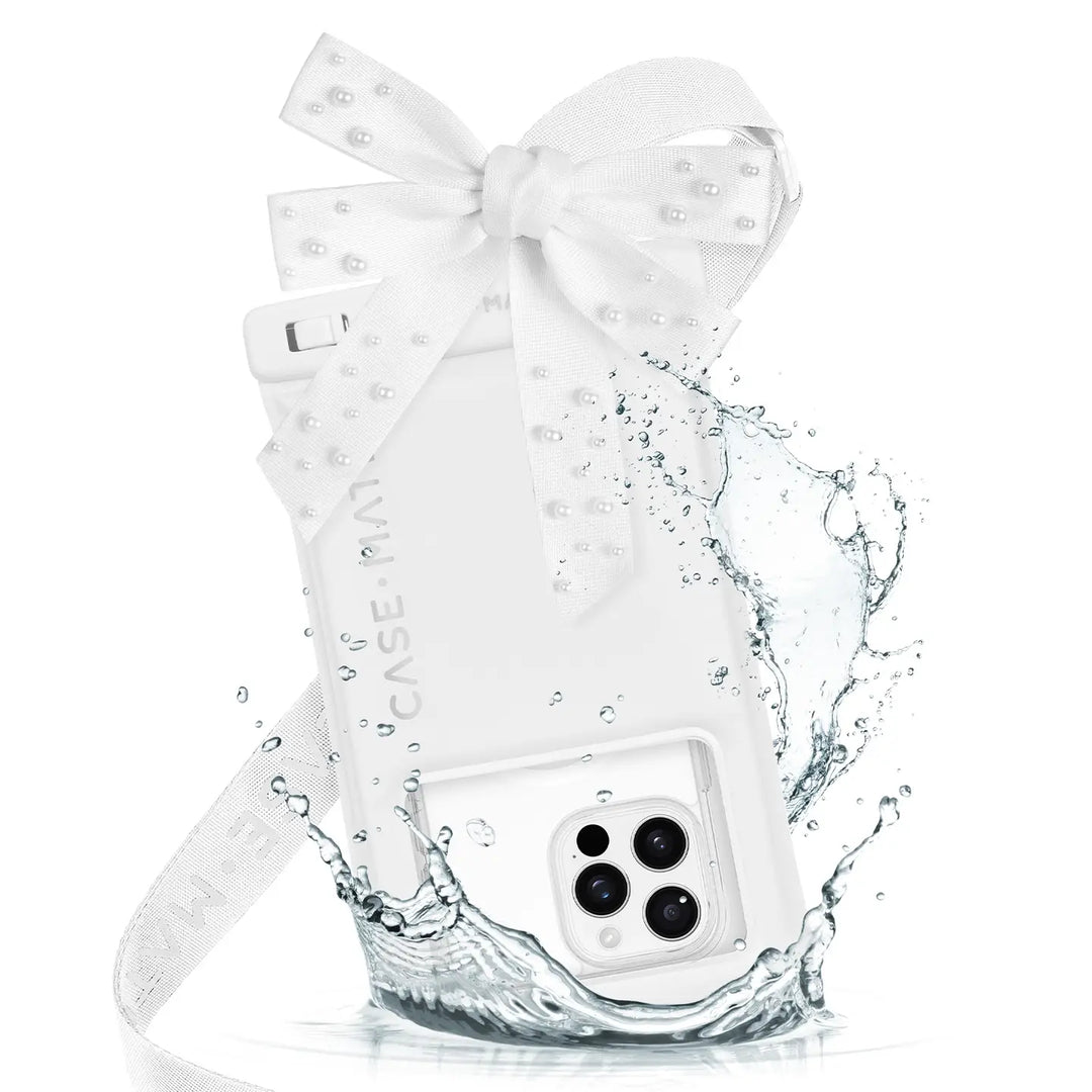 PREORDER: Waterproof Floating Bow Phone Pouch - Ivory Shine by Case-Mate (Ships in 2-3 Weeks)