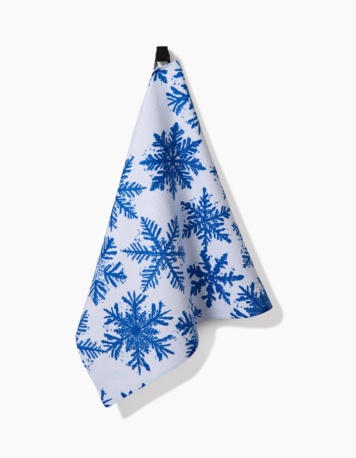 Snowy Days Blue Tea Towel by Geometry