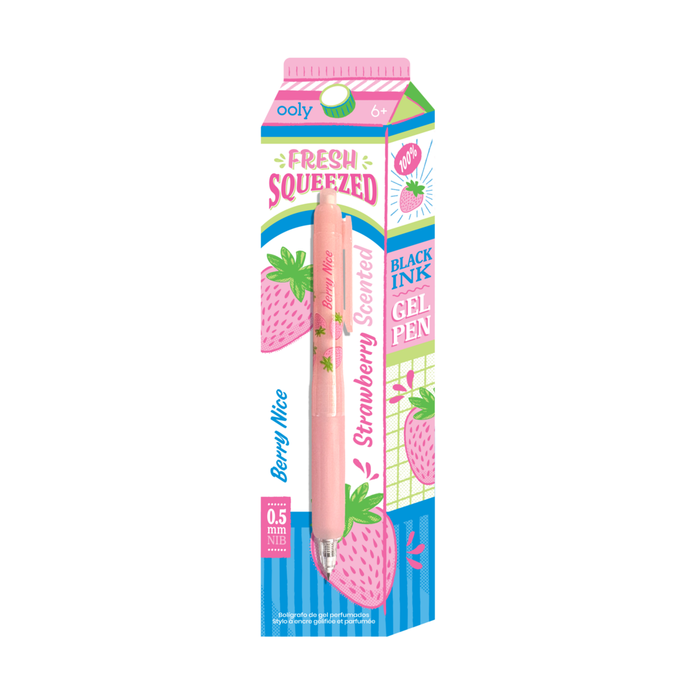 Fresh Squeezed Black Ink Scented Gel Pen - Strawberry