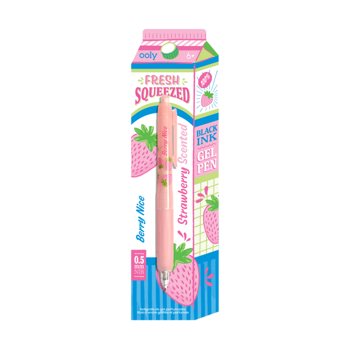 Fresh Squeezed Black Ink Scented Gel Pen - Strawberry
