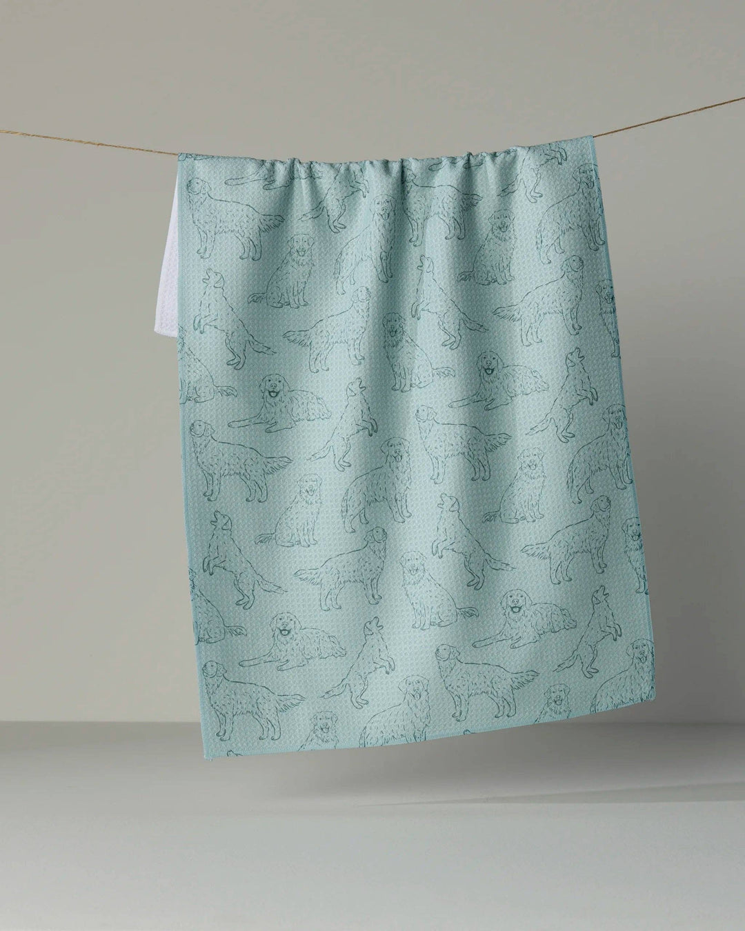Golden Pups Tea Towel - Rain by Geometry