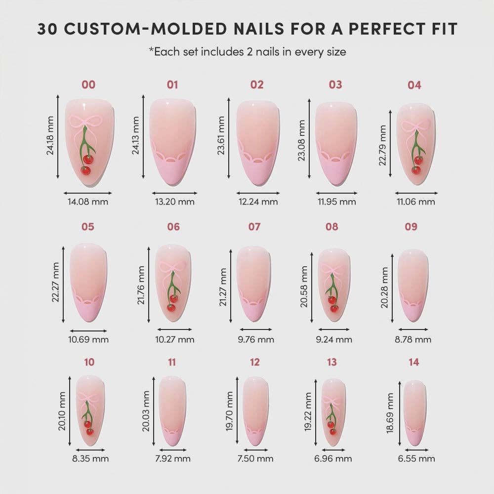 Cherry Bow Medium Almond Press-On Nails by Glamnetic