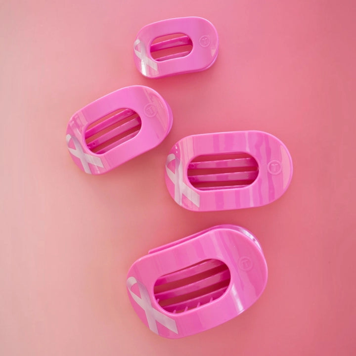 Large Teleties Flat Oval Clip - Breast Cancer Awareness (Ships Next Week)