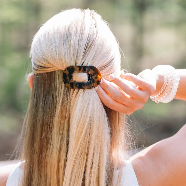 Tiny Teleties Flat Oval Clip - Tortoise