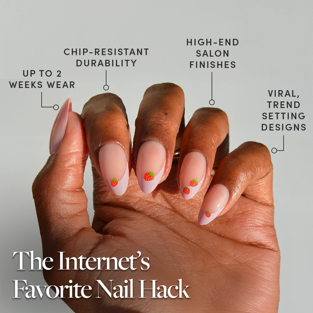 Strawberry Bits Short Almond Press-On Nails by Glamnetic