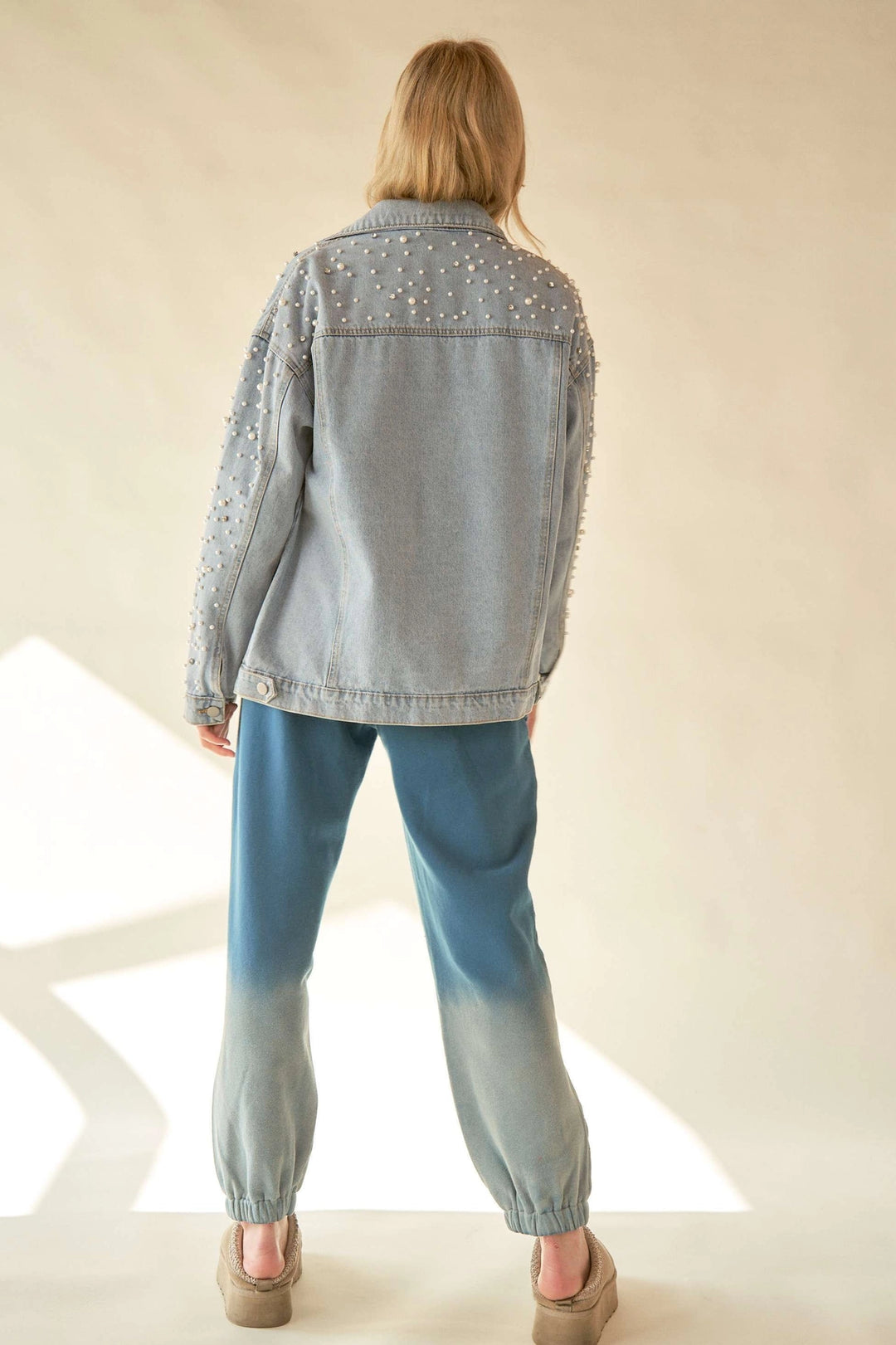 Pearl Rhinestone Denim Jacket by Davi & Dani