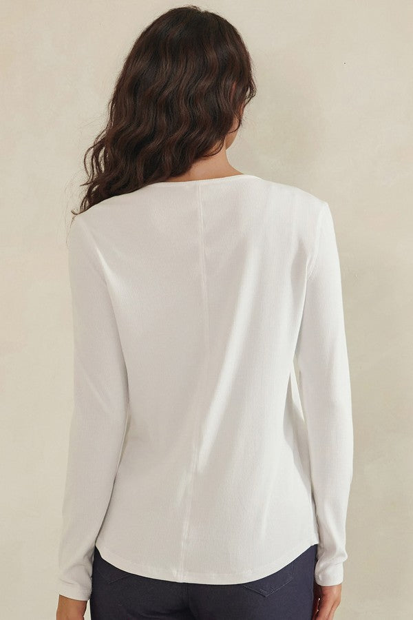 Pure Comfort Luxeair Ribbed Button Up Cardigan - White by Yelete
