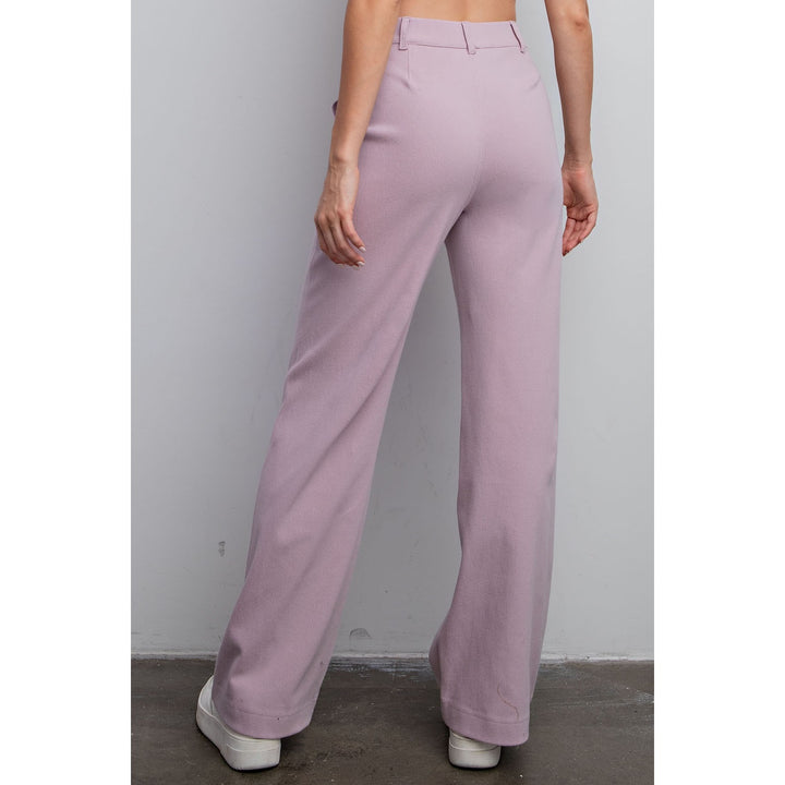 Final Sale: Cotton Stretch Twill Wide Pants by Rae Mode - Dusty Lavender