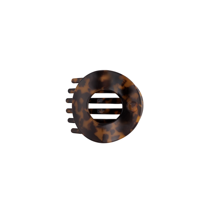 Small Teleties Flat Open Circle Clip - Tortoise (Ships Next Week)