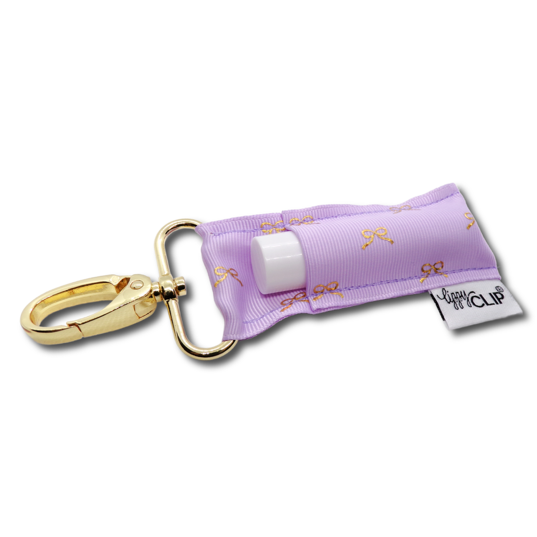 Gold Bows on Lavender LippyClip® Lip Balm Holder (PREORDER: Ships in 2-3 Weeks)