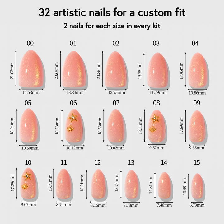 Golden Water Fairy Short Almond French Tip Press-On Nails by Celebritips