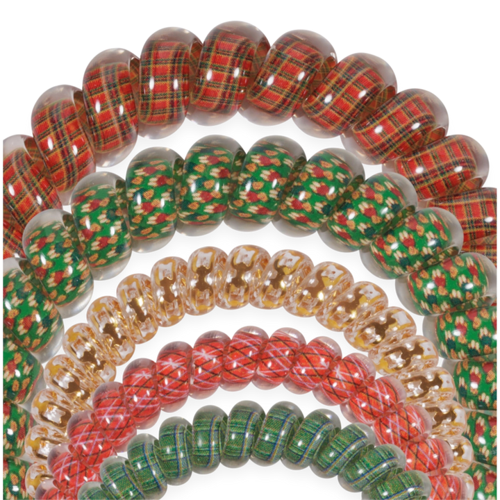 Teleties Hair Tie - Large and Small Band Pack of 5 - Beary Christmas