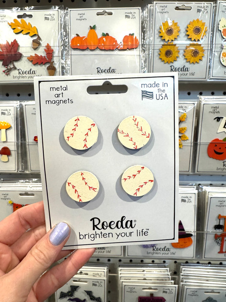 Baseball Magnets Set of 4 by Roeda (LIVE BOX: Ships in 3 Weeks)