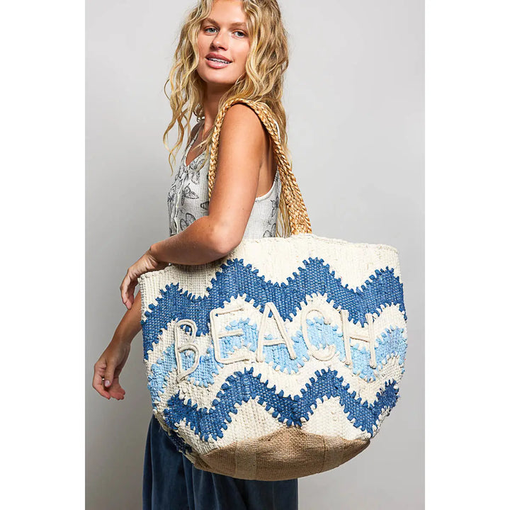 'Beach' Braided Tote - Blue by POL