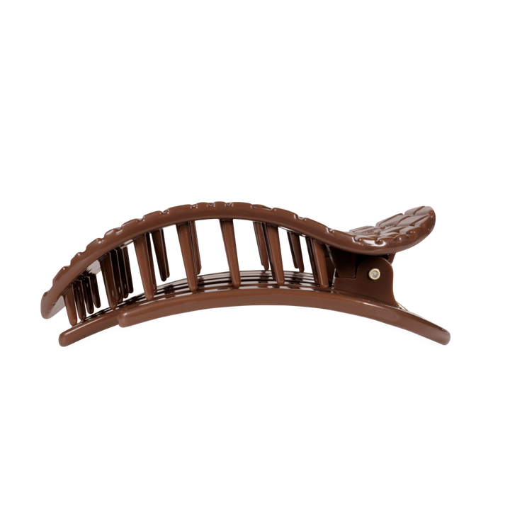 Large Teleties Flat Oval Clip - Brown Crocodile