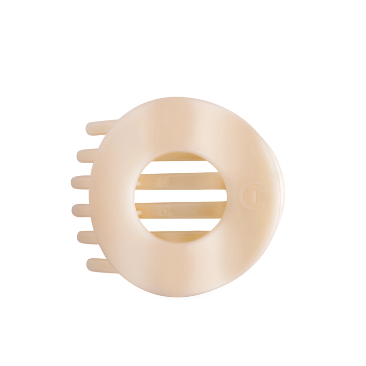 Large Teleties Flat Open Circle Clip - Almond Beige (Ships Next Week)
