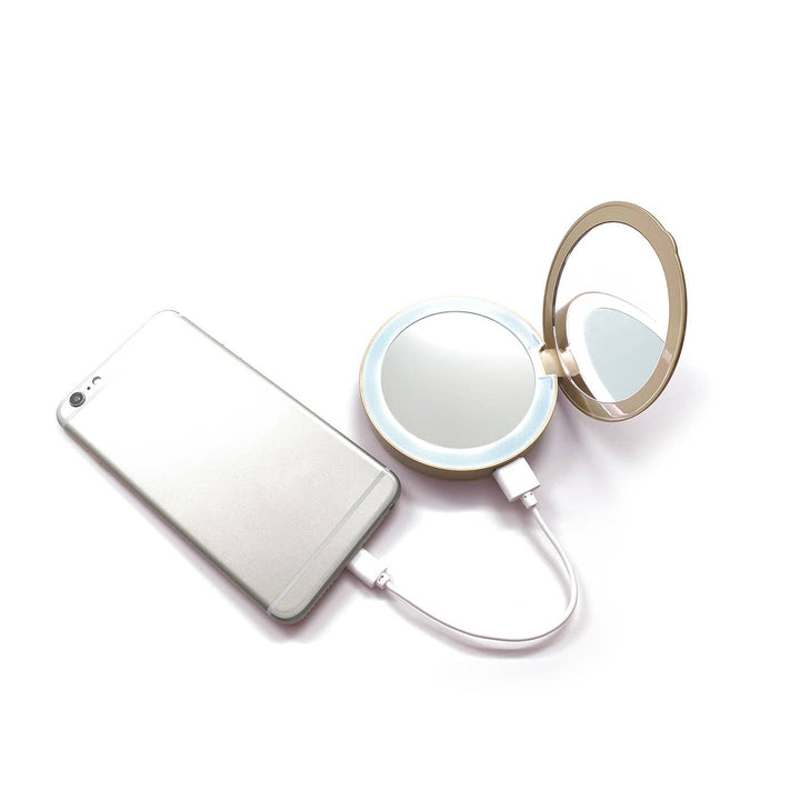 Glow Up Lumi Compact Mirror Power Bank- Gold