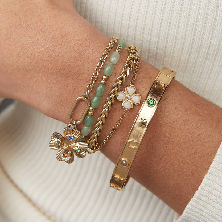 Lucky Four Leaf Clover Adjustable Bracelet by Alex + Ani - Gold