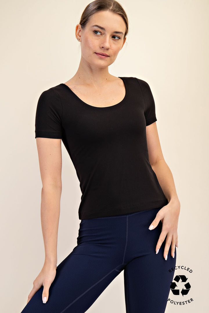 Final Sale:Like Butter Round Neck Short Sleeve Top by Rae Mode