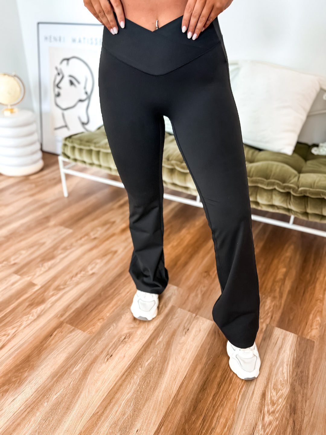 JULY PREORDER: Sleek Cross Yoga Pants in Black by BIRDIE (Ships in 3-4 Weeks)