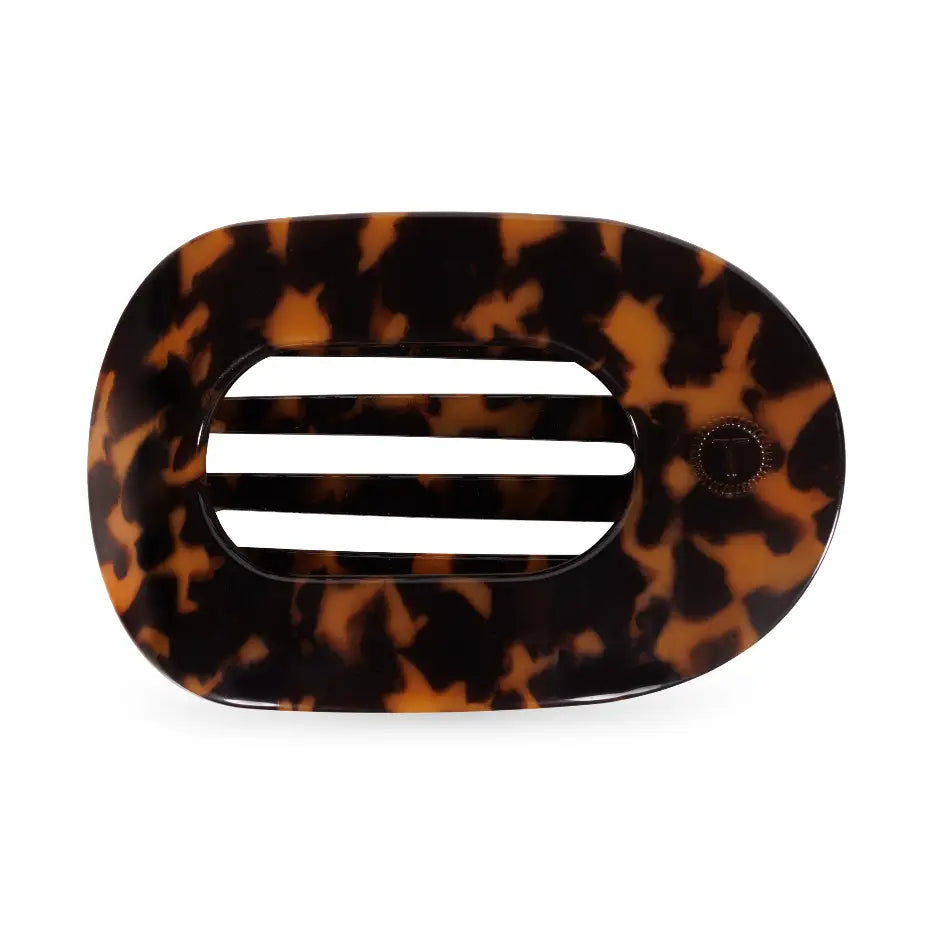 Tiny Teleties Flat Oval Clip - Tortoise