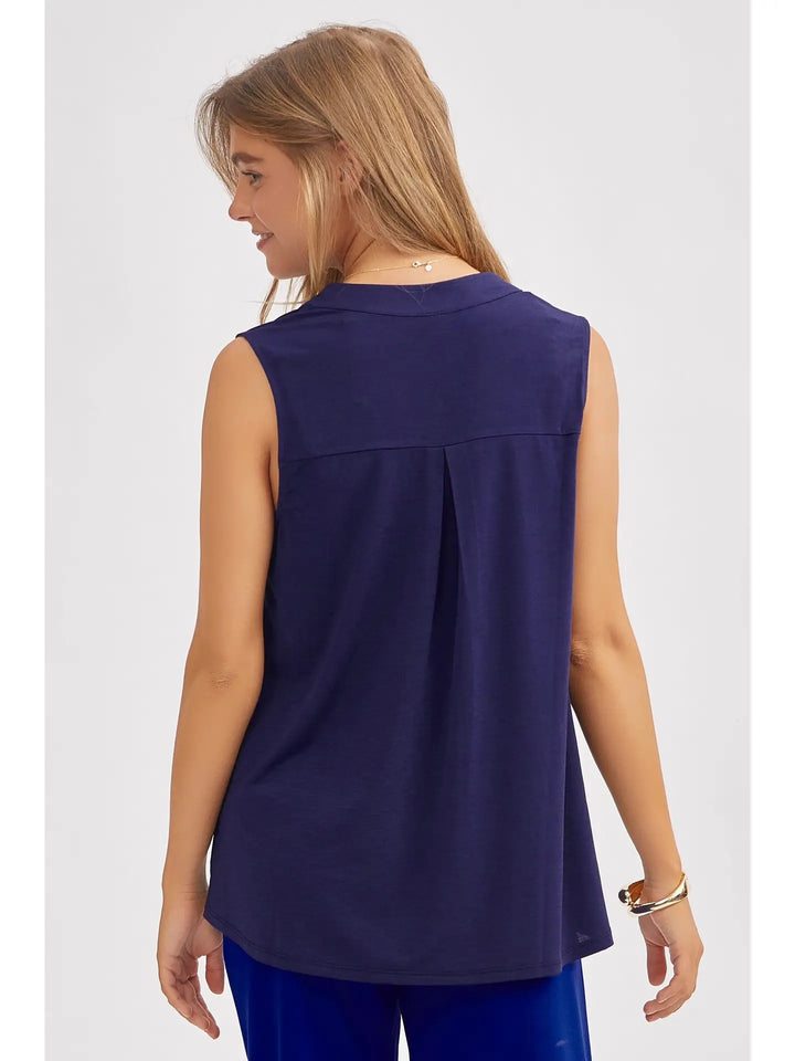 Lizzy Solid A-Line Tank - Navy