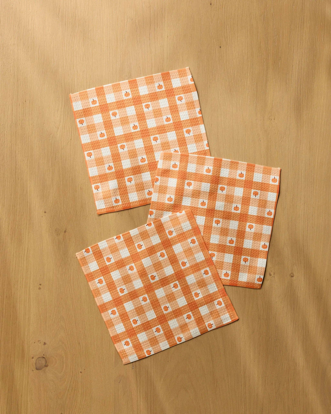 Pumpkin Check Dishcloth Set by Geometry