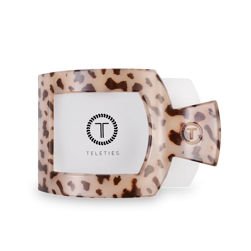 Large Teleties Flat Square Clip - Blonde Tortoise