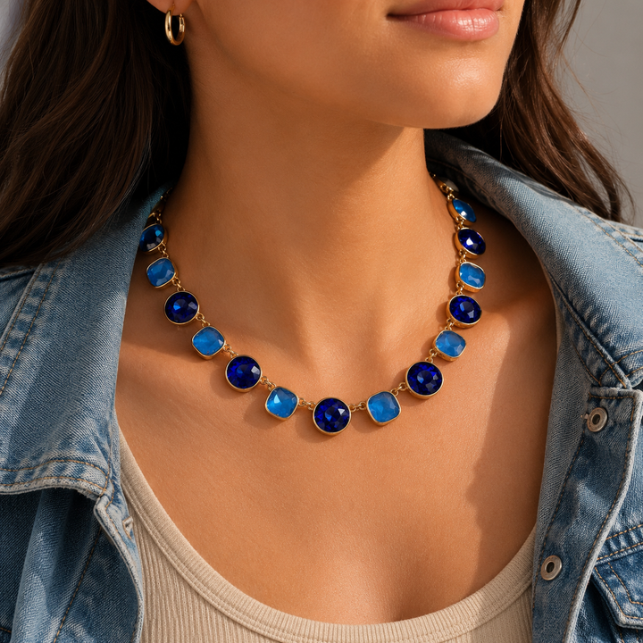 Blue Crystal Statement Necklace