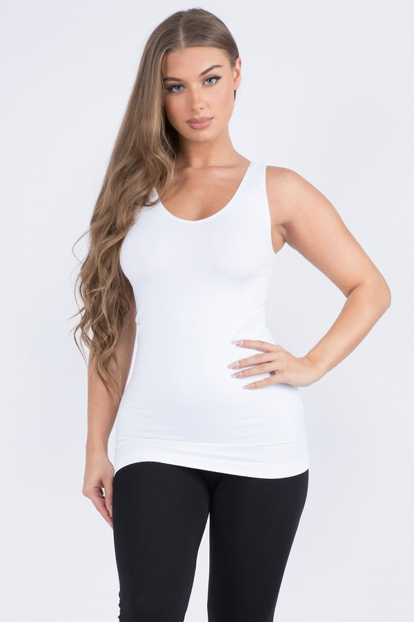 Reversible V or U Seamless Tank - White by Yelete