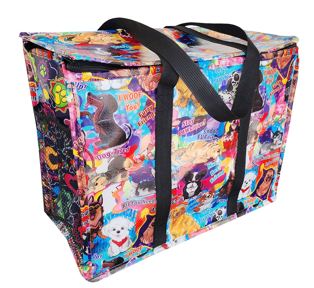 Furry Friends/Dog Bones Happy Shopper Zip Top Thermal Tote