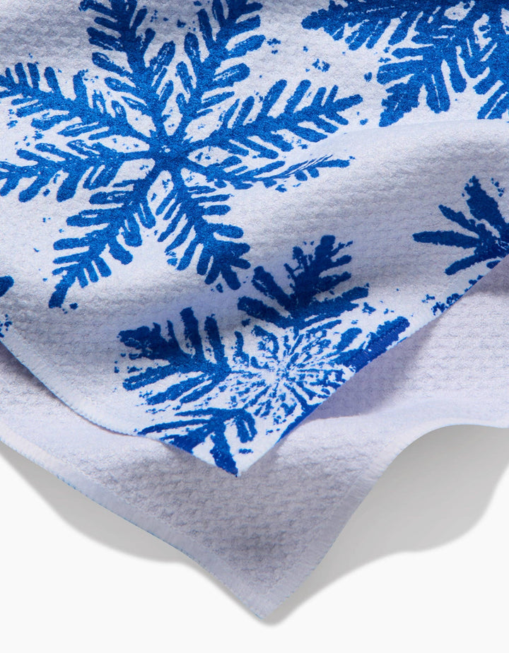 Snowy Days Blue Tea Towel by Geometry