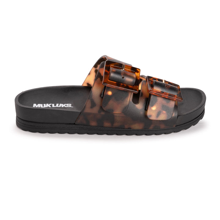 Grand Cayman Lucite Sandal - Black Amber Tortoise by Muk Luks