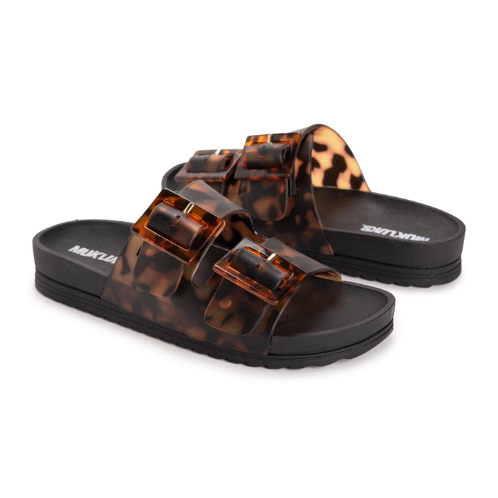 Grand Cayman Lucite Sandal - Black Amber Tortoise by Muk Luks