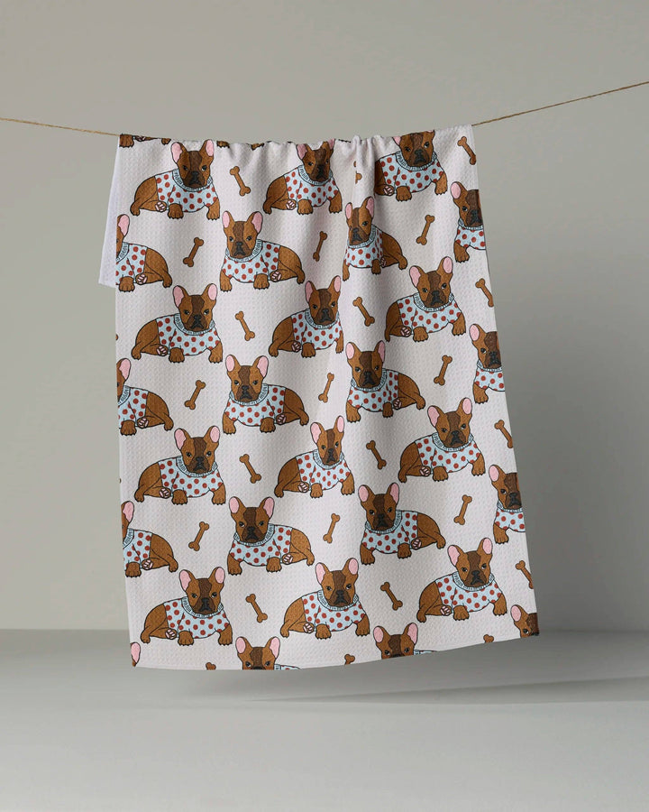 Frenchie Fun Tea Towel - Sky by Geometry